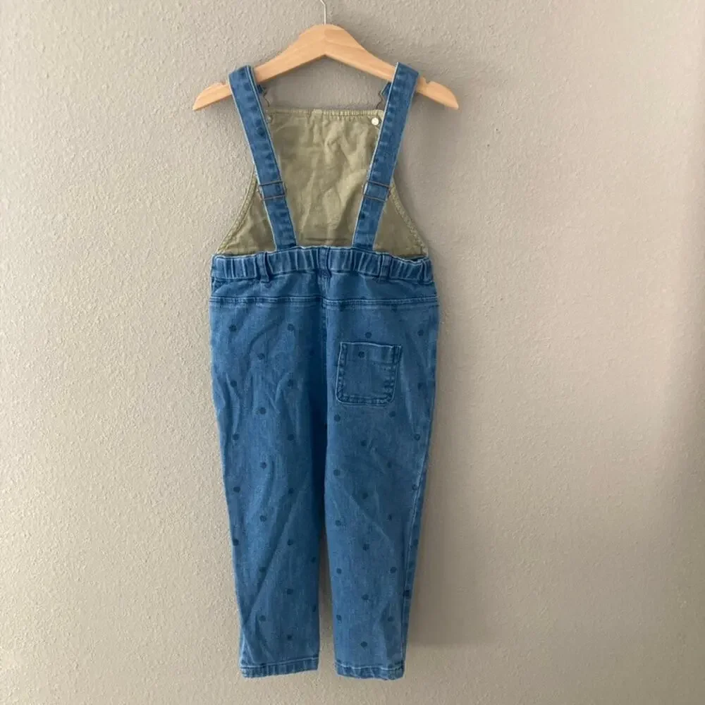 Zara Polka Dot Denim Overalls - 4-5